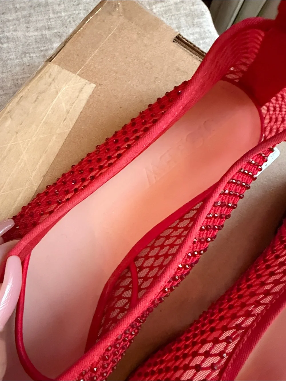 J. Crew Red Embellished Slip-On Flats